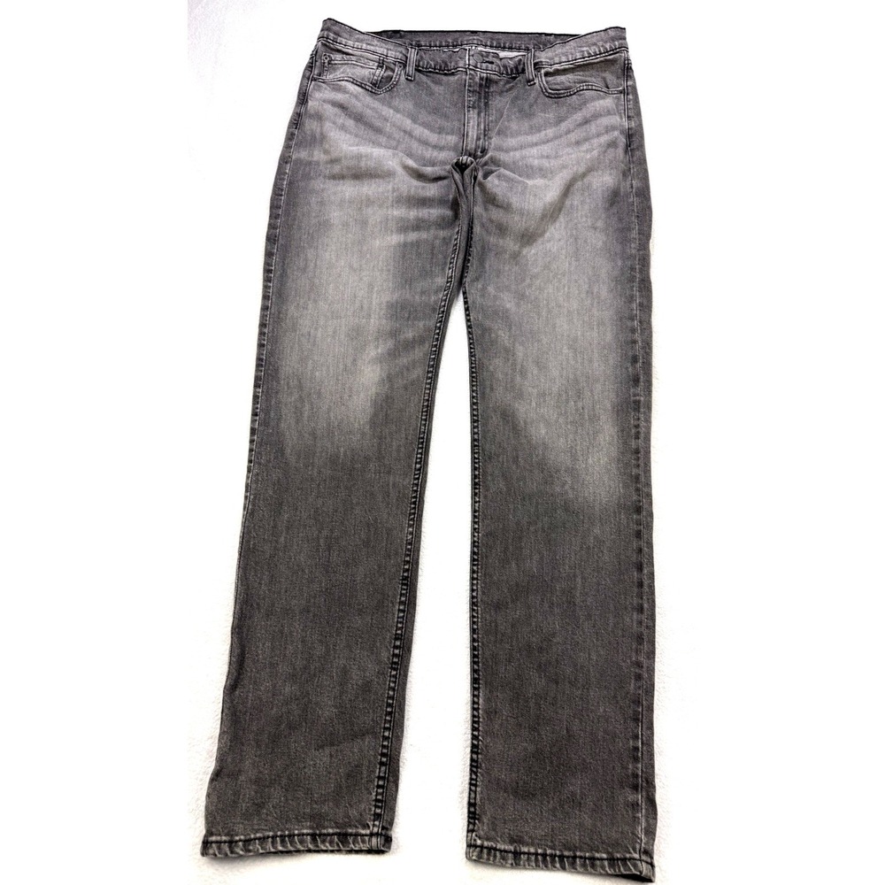 Levis 502 Jeans Mens 40x38 Gray Distressed Denim Taper‎ Leg Red Tab